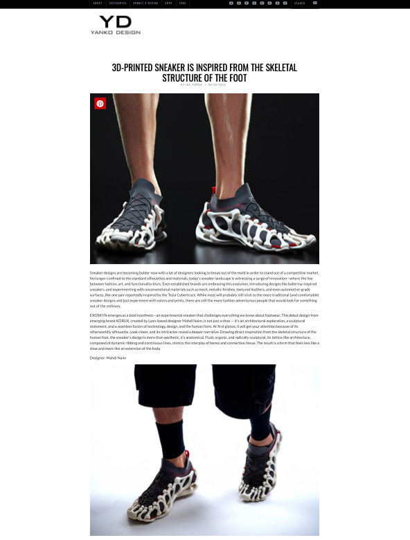 EXOSKYN — Quand Yanko Design met en lumière un projet de recherche en design